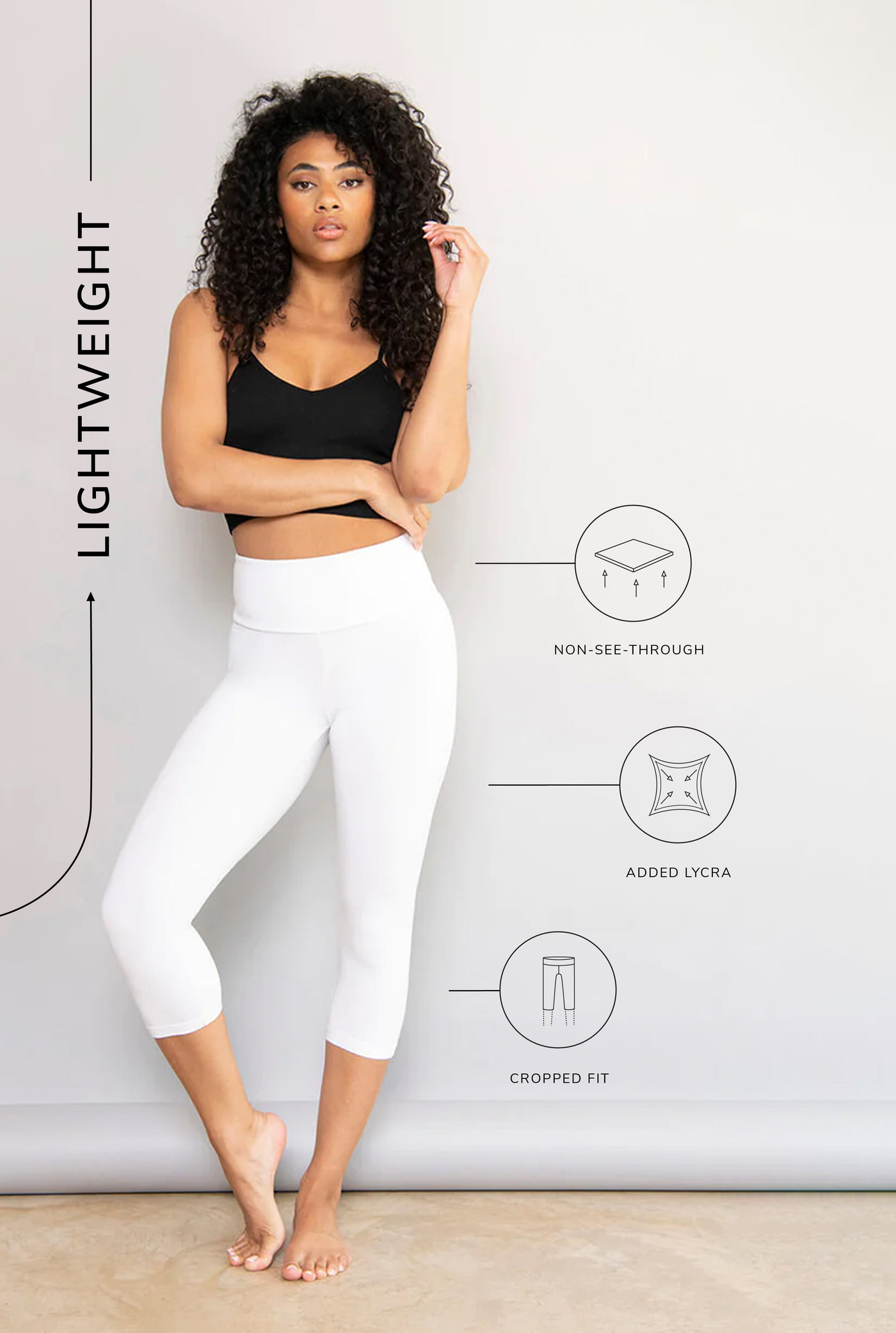 Cropped Leichte Leggings - Weiße
