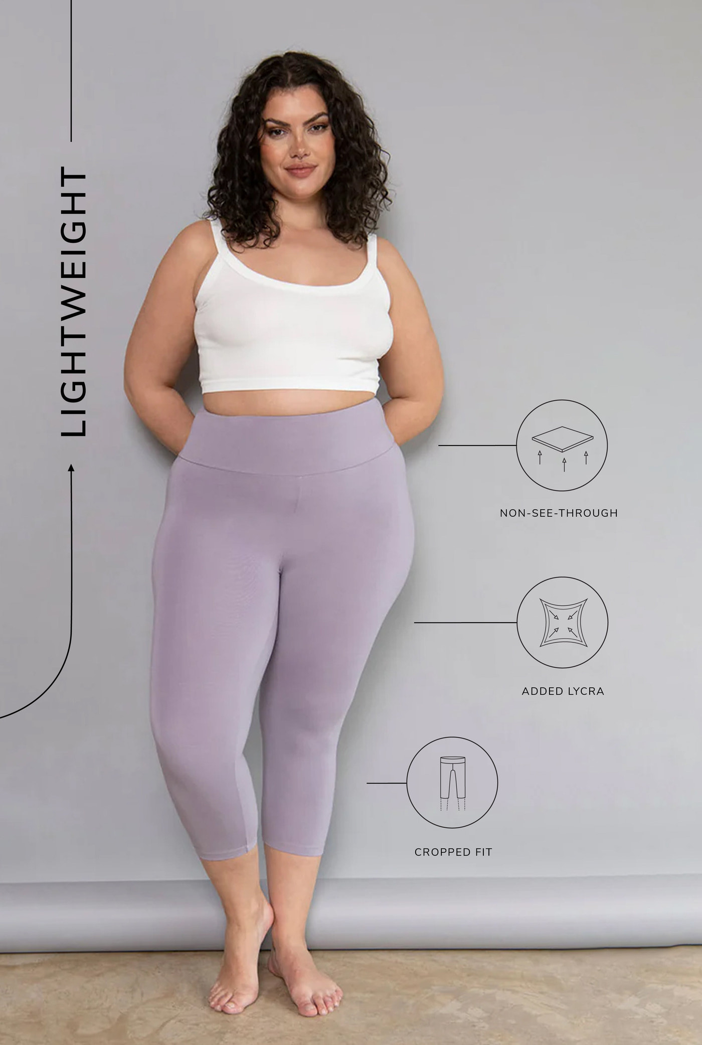 Cropped Leggings Lightweight Curvy - Mauve