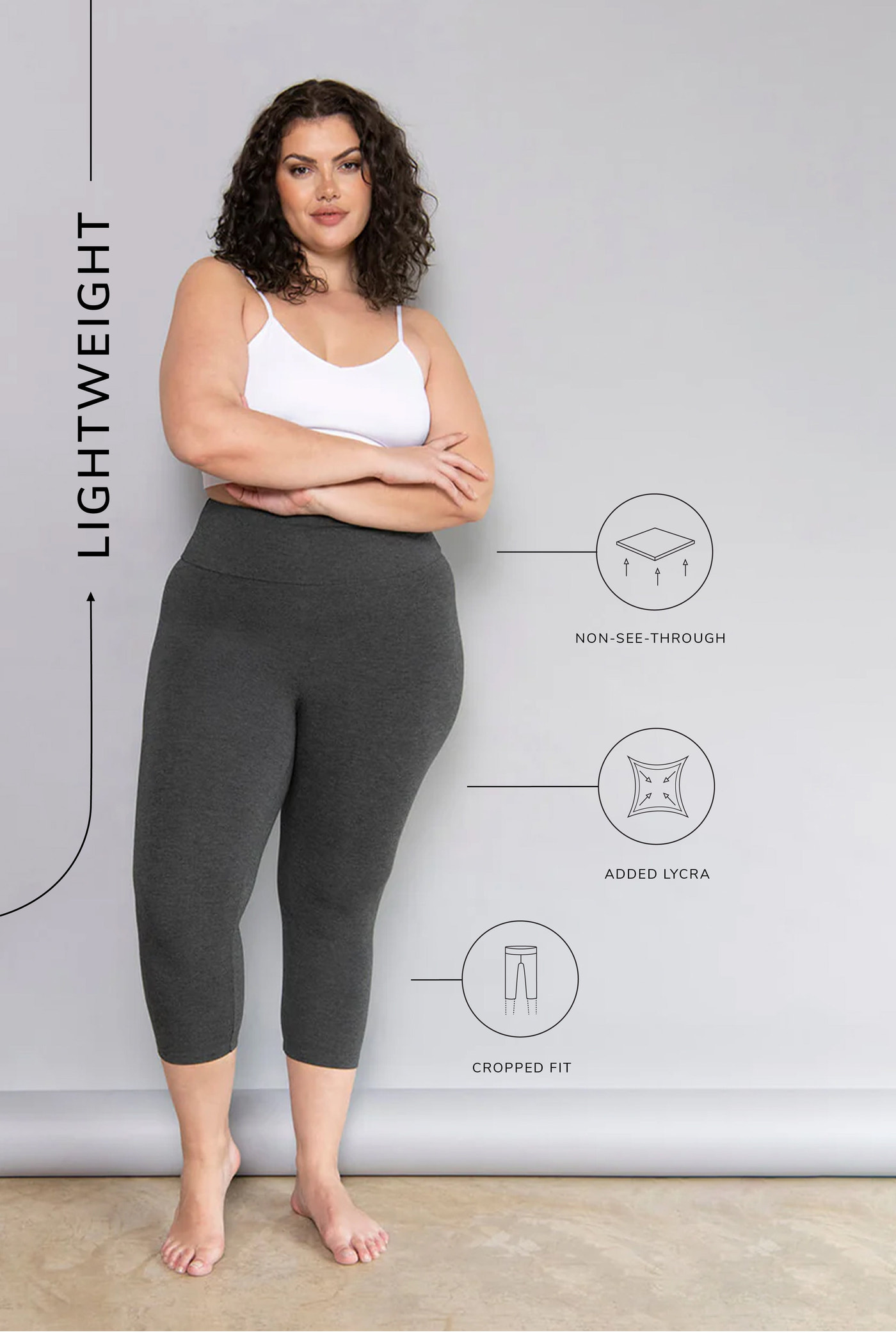 Cropped Leichte Leggings - Dunkelgrau