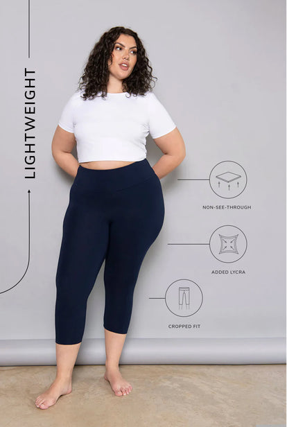 Cropped Leggings Lightweight Curvy - Navy