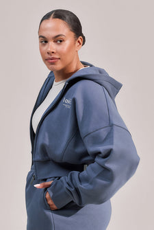 Curve ALL SZN Organic Crop Zip-Through Hoodie - Ice Blue