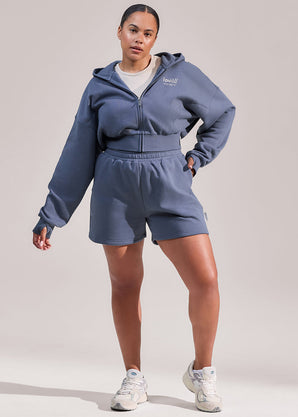 Curve ALL SZN Organic Crop Zip-Through Hoodie - Ice Blue