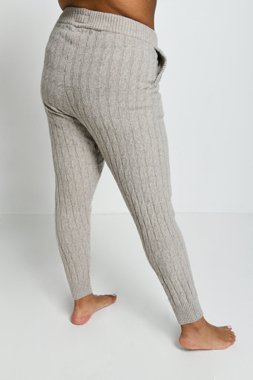Jogginghose Mit Zopfstrickmuster Curvy - Beige