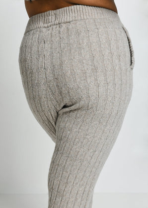 Jogginghose Mit Zopfstrickmuster Curvy - Beige