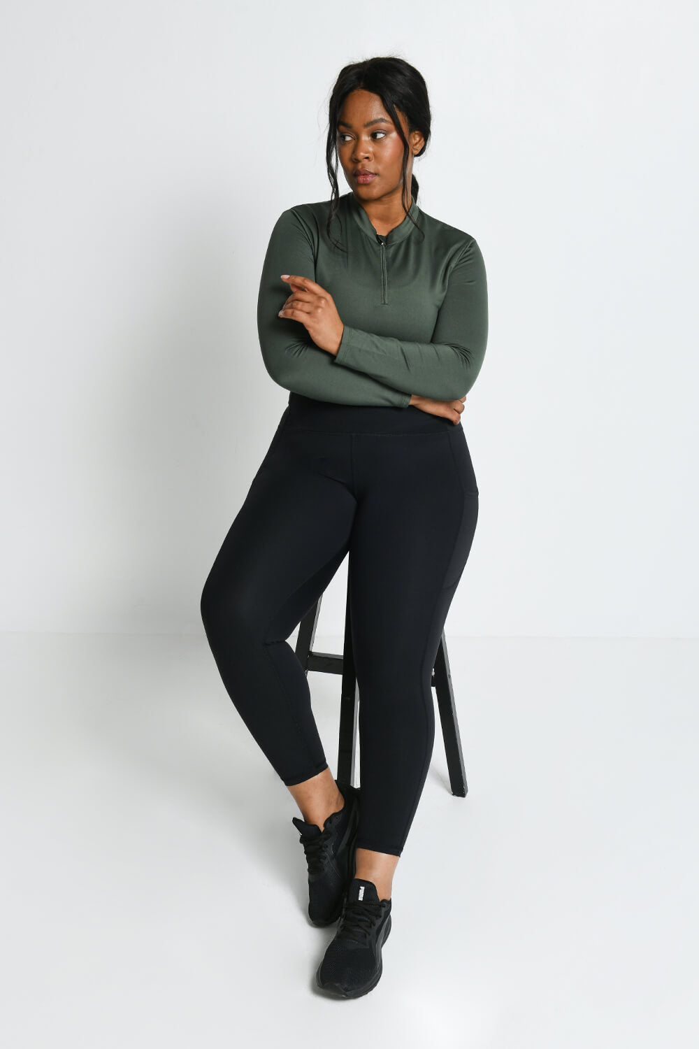 Energise 7/8 Sportleggings Kurve - Mitternachtsschwarze