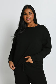 Luxus Lounge Sweatshirt Curvy - Black