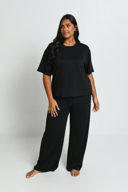Soft Touch Lounge Set Mit Weitem Bein - Schwarze