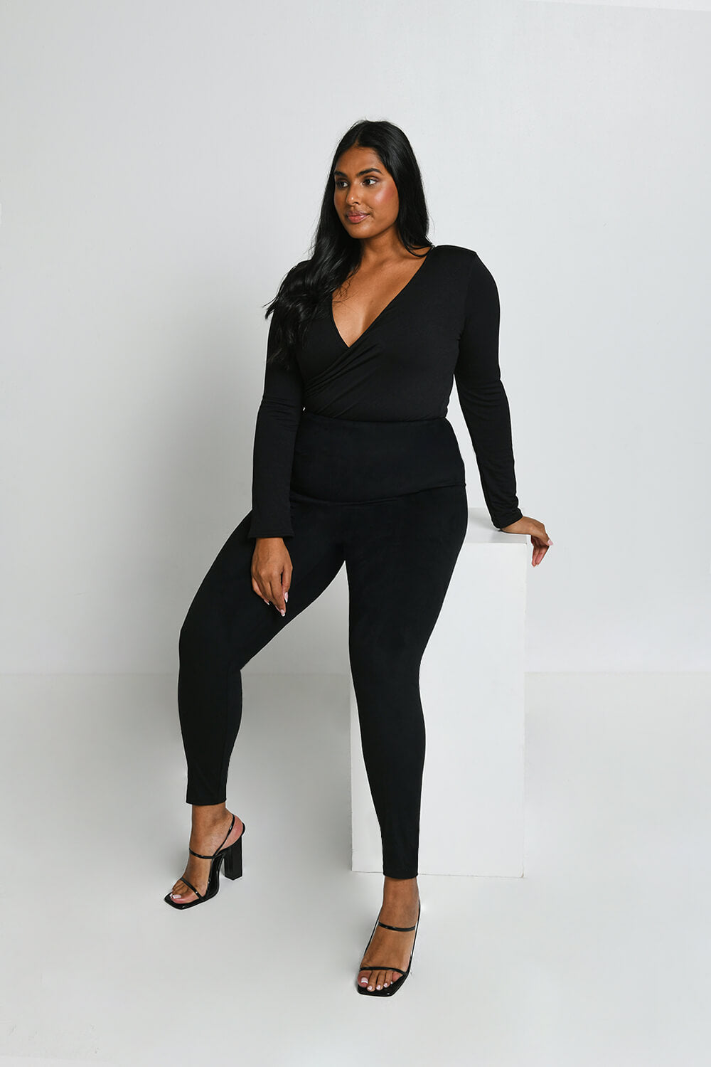 Leggings In Wildlederoptik -Schwarze
