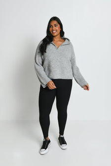 Everyday Winter High Waisted Leggings Curvy - Black