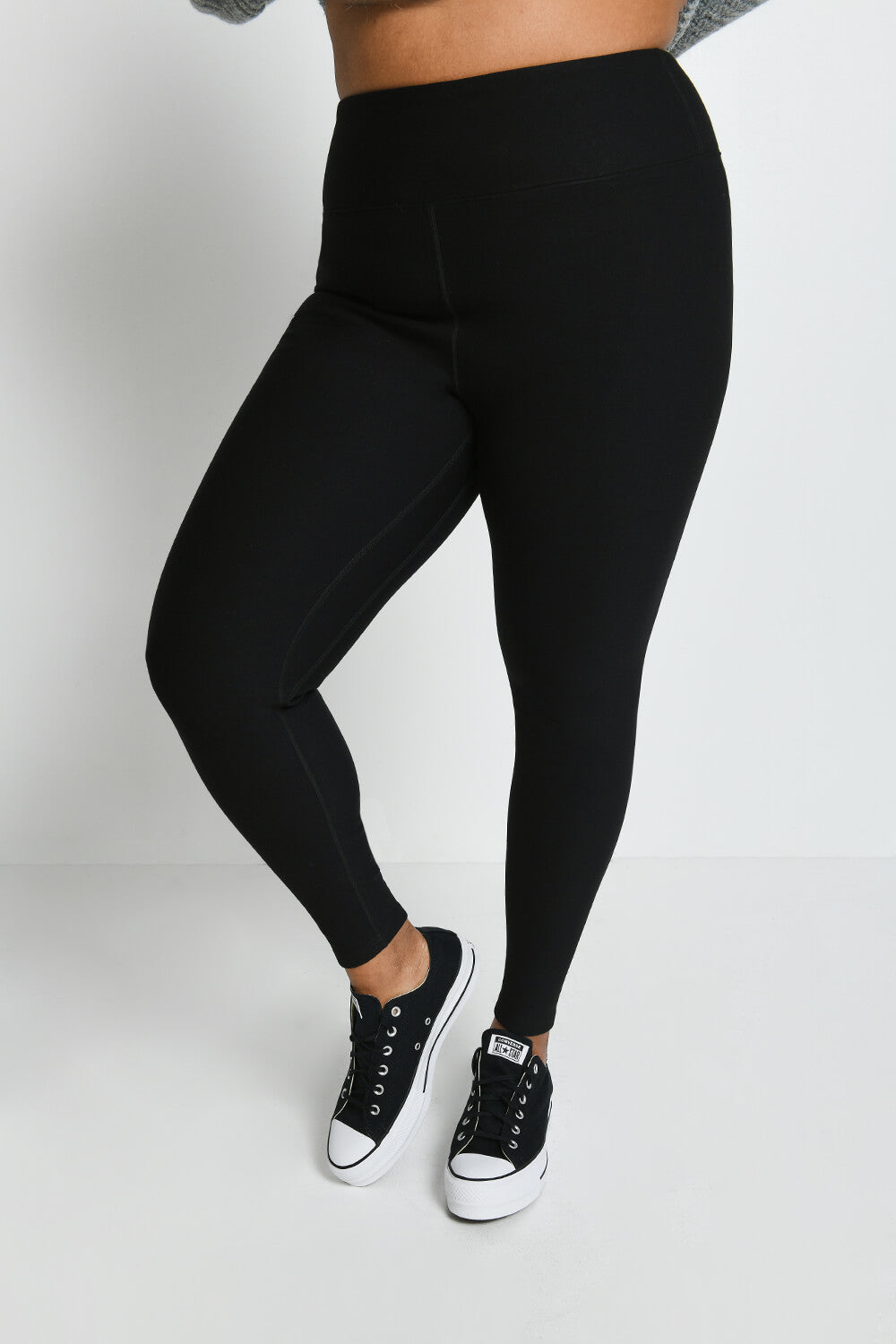 Everyday Winter High Waisted Leggings Curvy - Black