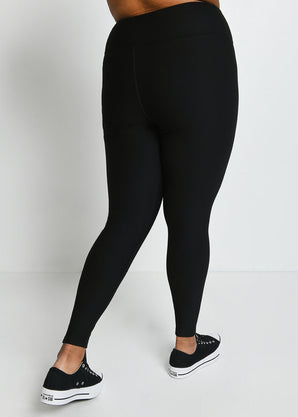 Everyday Winter High Waisted Leggings Curvy - Black
