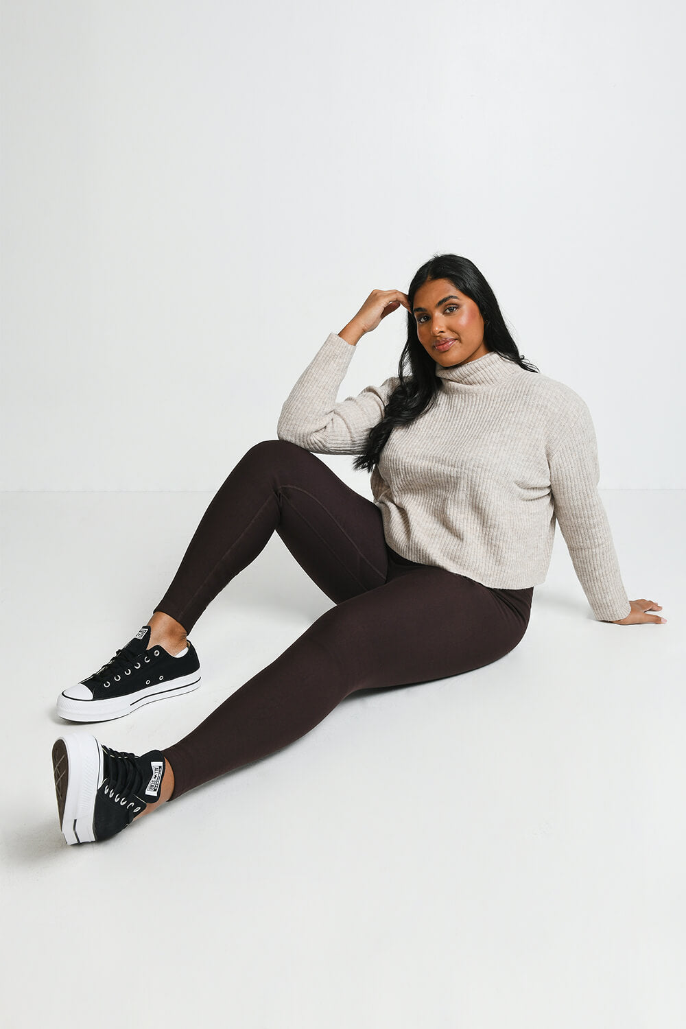 Everyday Winter High Waisted Leggings Curvy - Espresso Brown