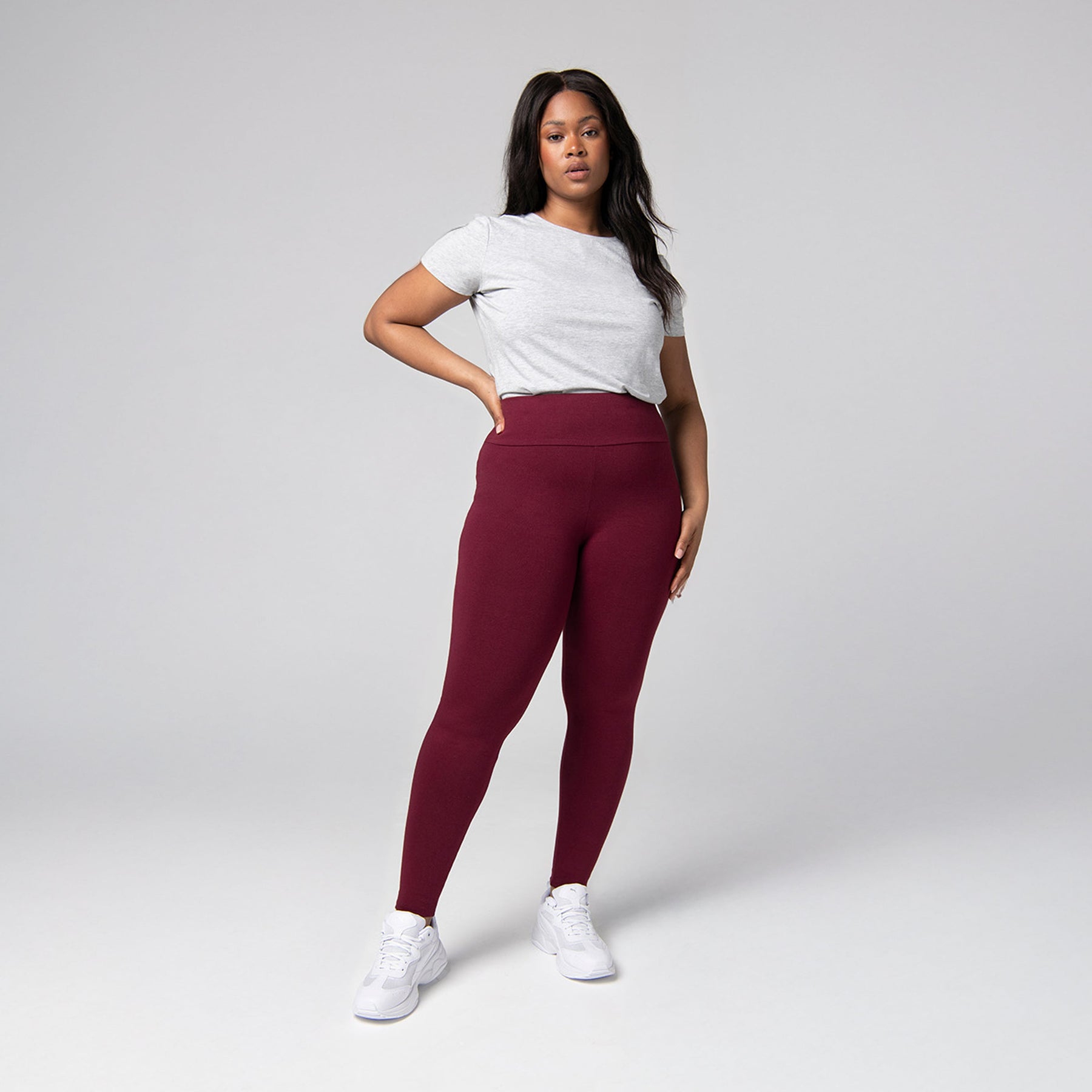 Everyday High Waisted Leggings Curvy - Burgundy