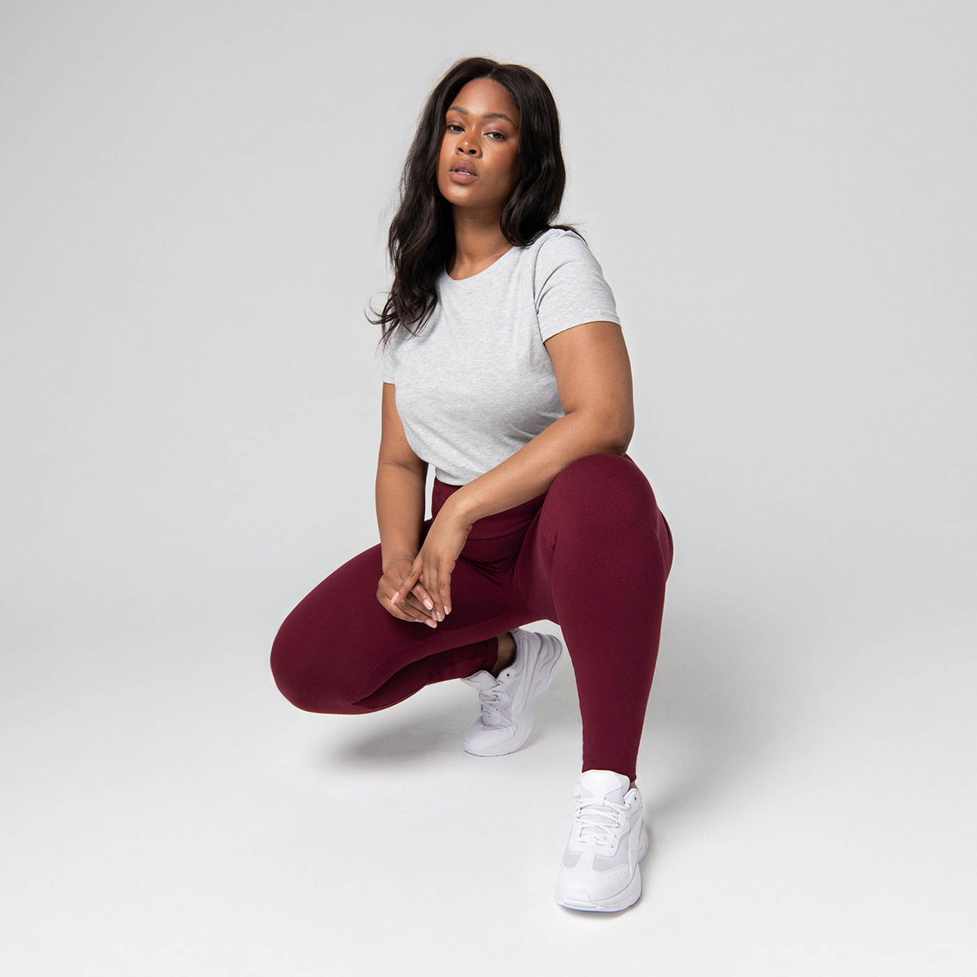 Everyday High Waisted Leggings Curvy - Burgundy
