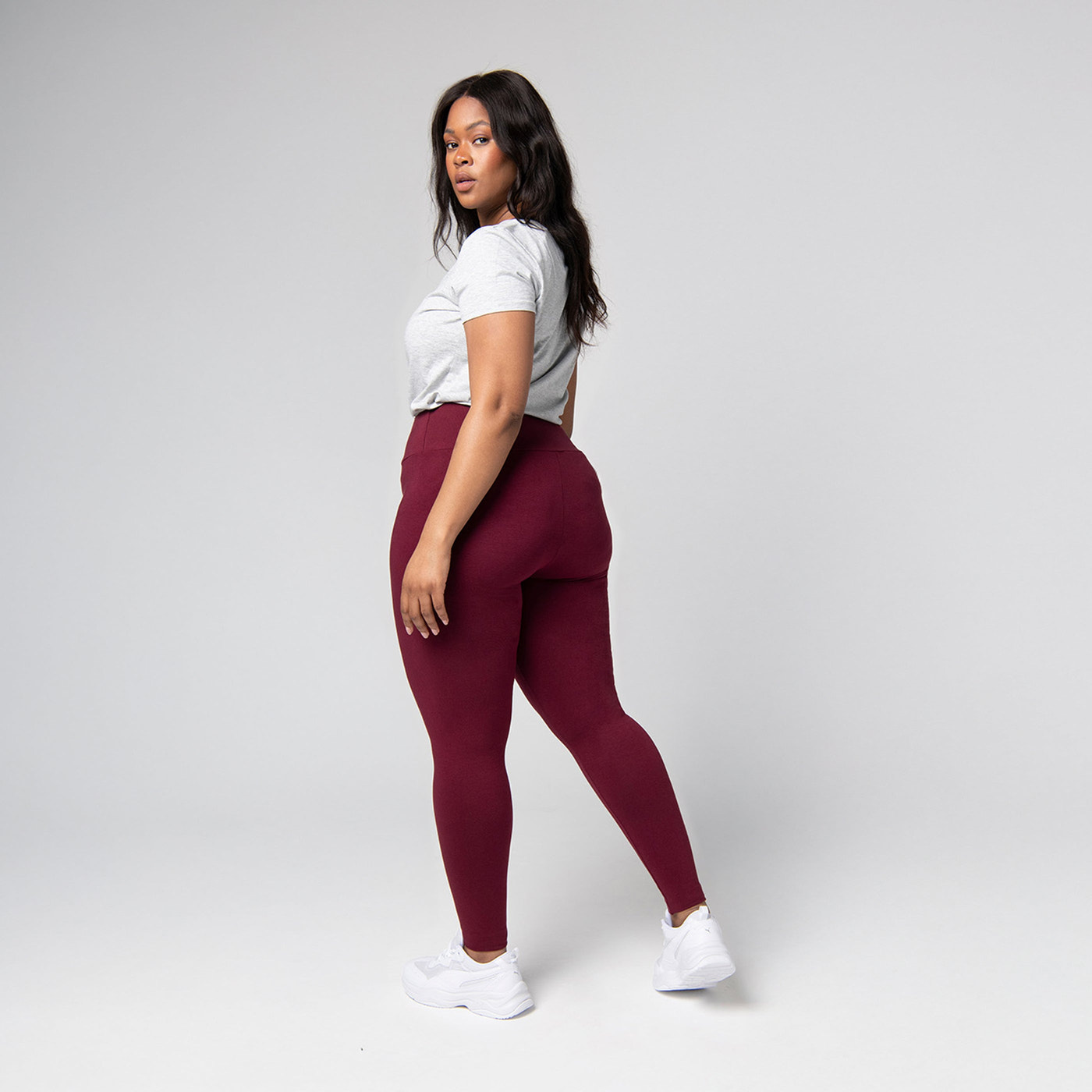 Everyday High Waisted Leggings Curvy - Burgundy