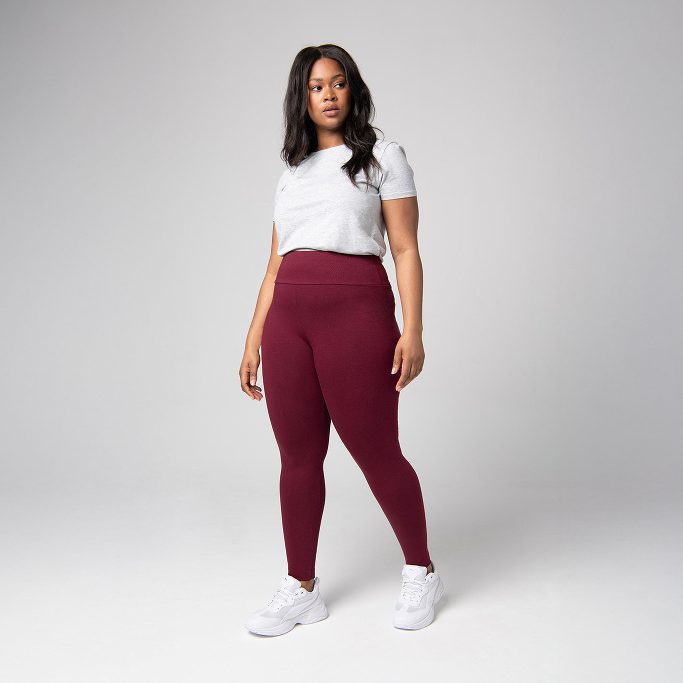 Everyday High Waisted Leggings Curvy - Burgundy