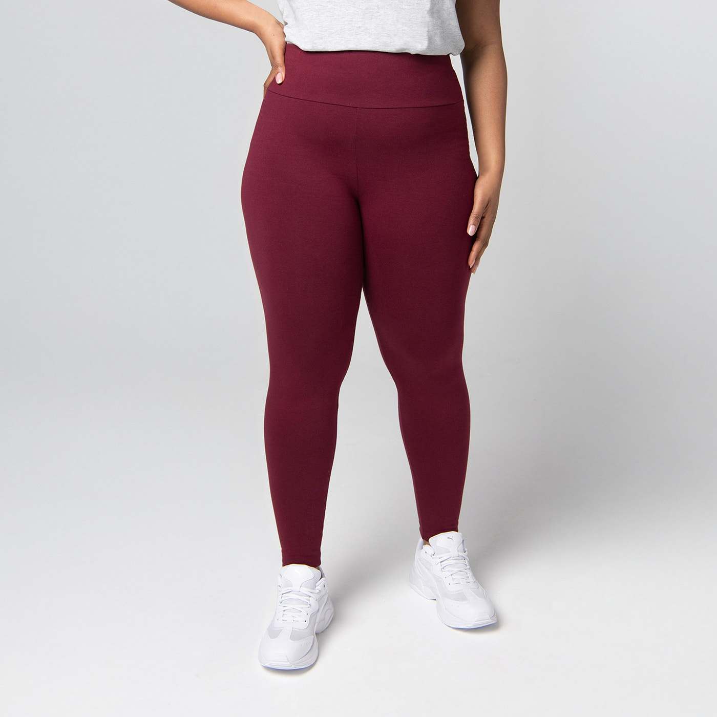 Everyday High Waisted Leggings Curvy - Burgundy