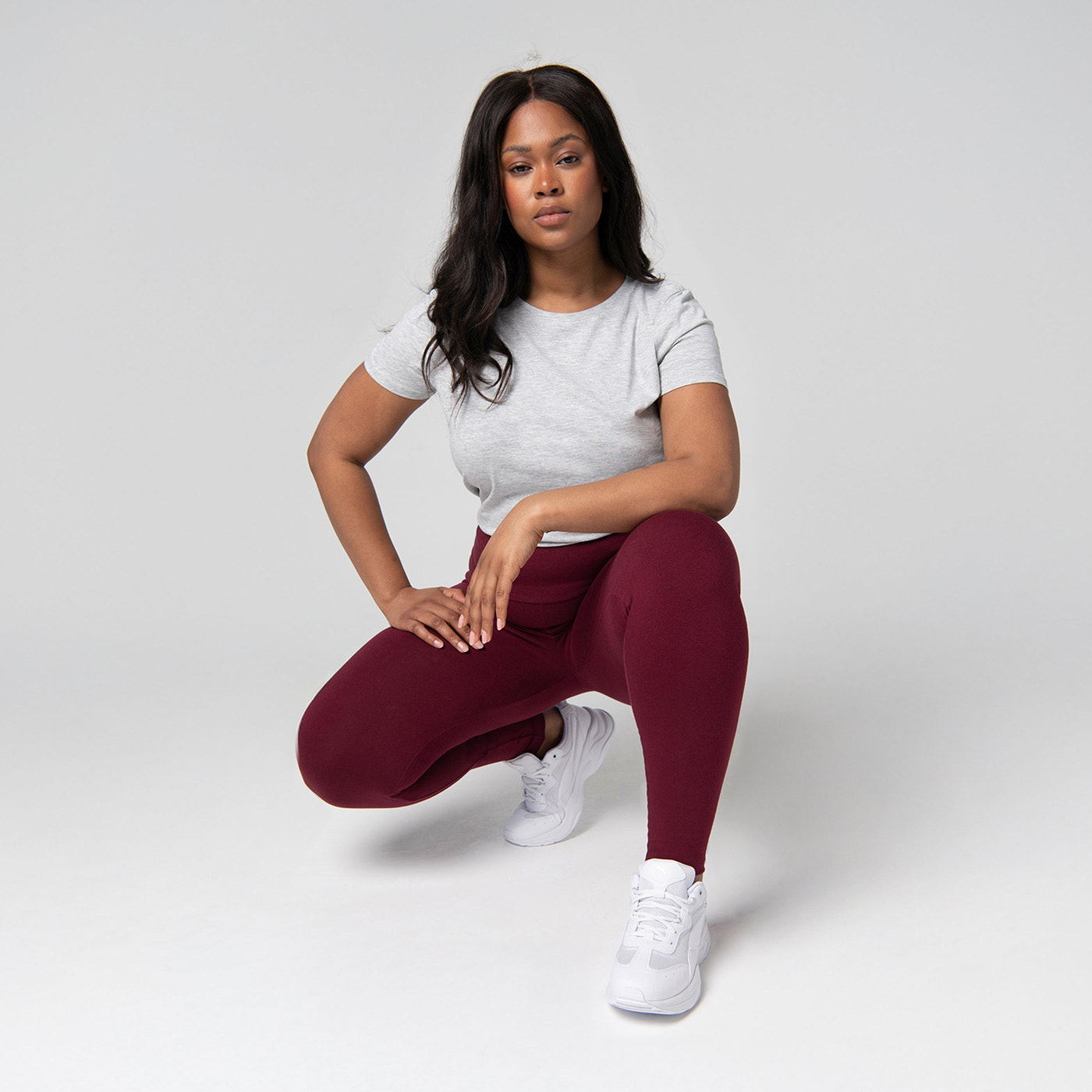 Everyday High Waisted Leggings Curvy - Burgundy