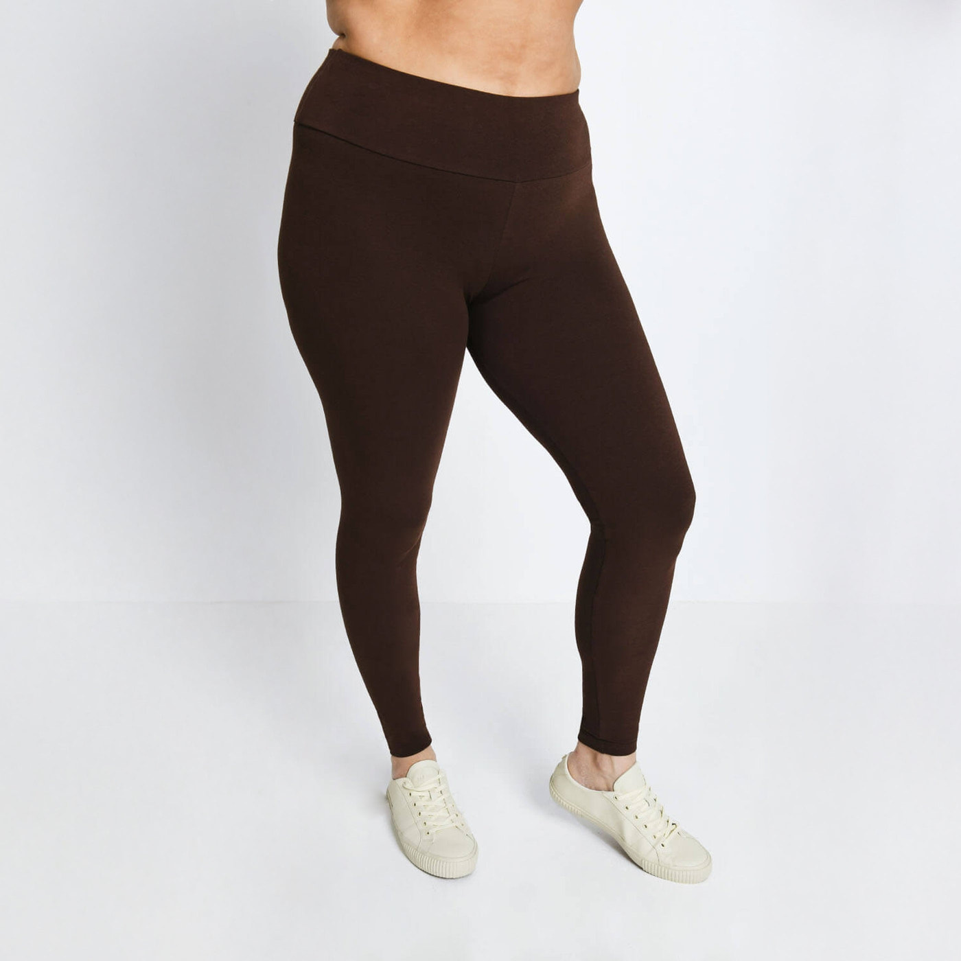 Everyday High Waisted Leggings Curvy - Chocolate Brown
