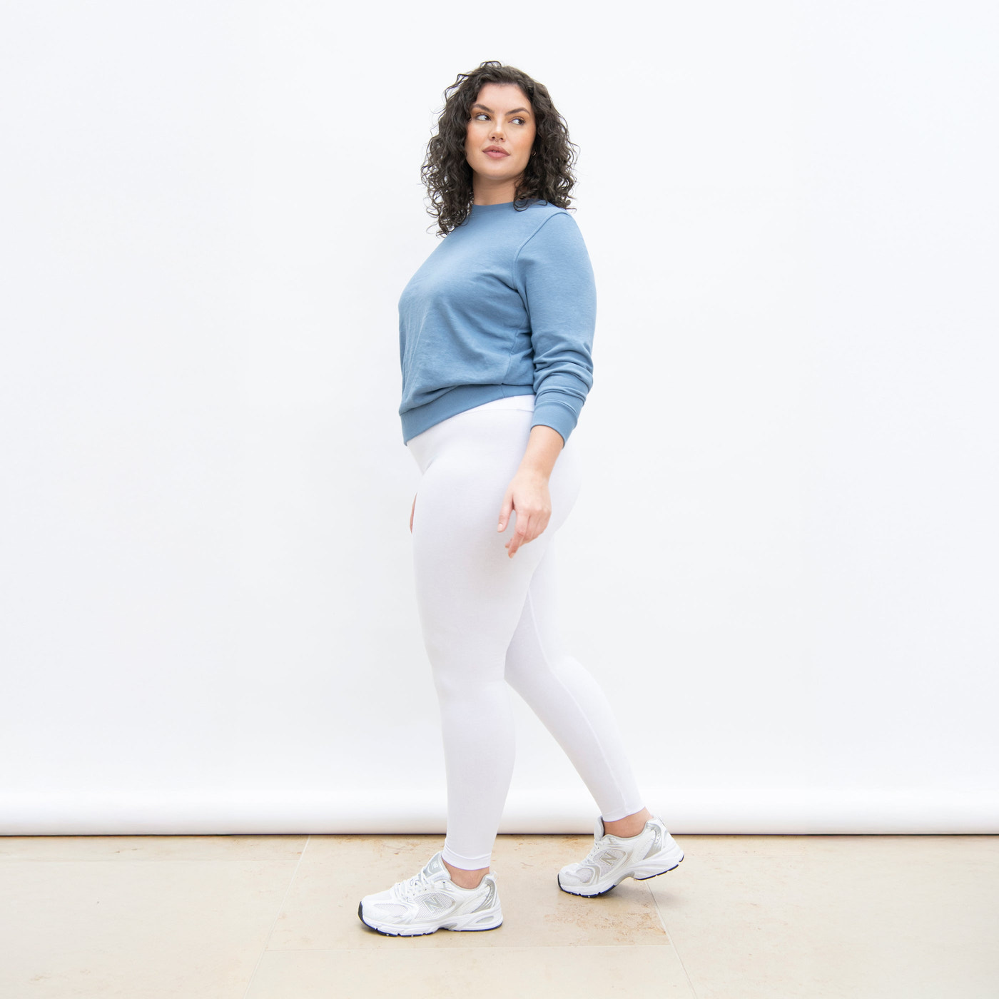 Everyday High Waisted Leggings Curvy - White