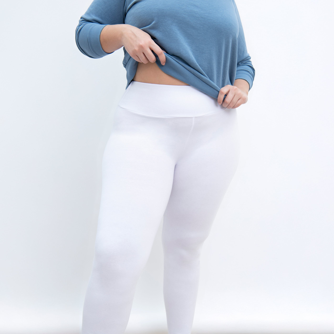 Everyday High Waisted Leggings Curvy - White