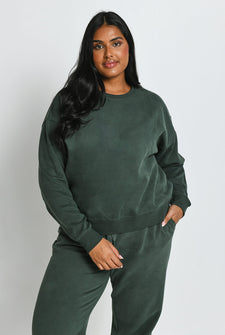 Everyday Sweatshirt Komfort Curvy - Forest Green