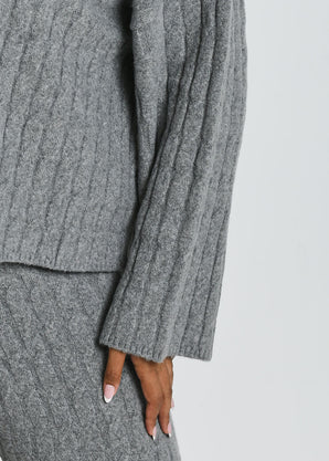 Pullover Mit Zopfstrickmuster Curvy - Grey