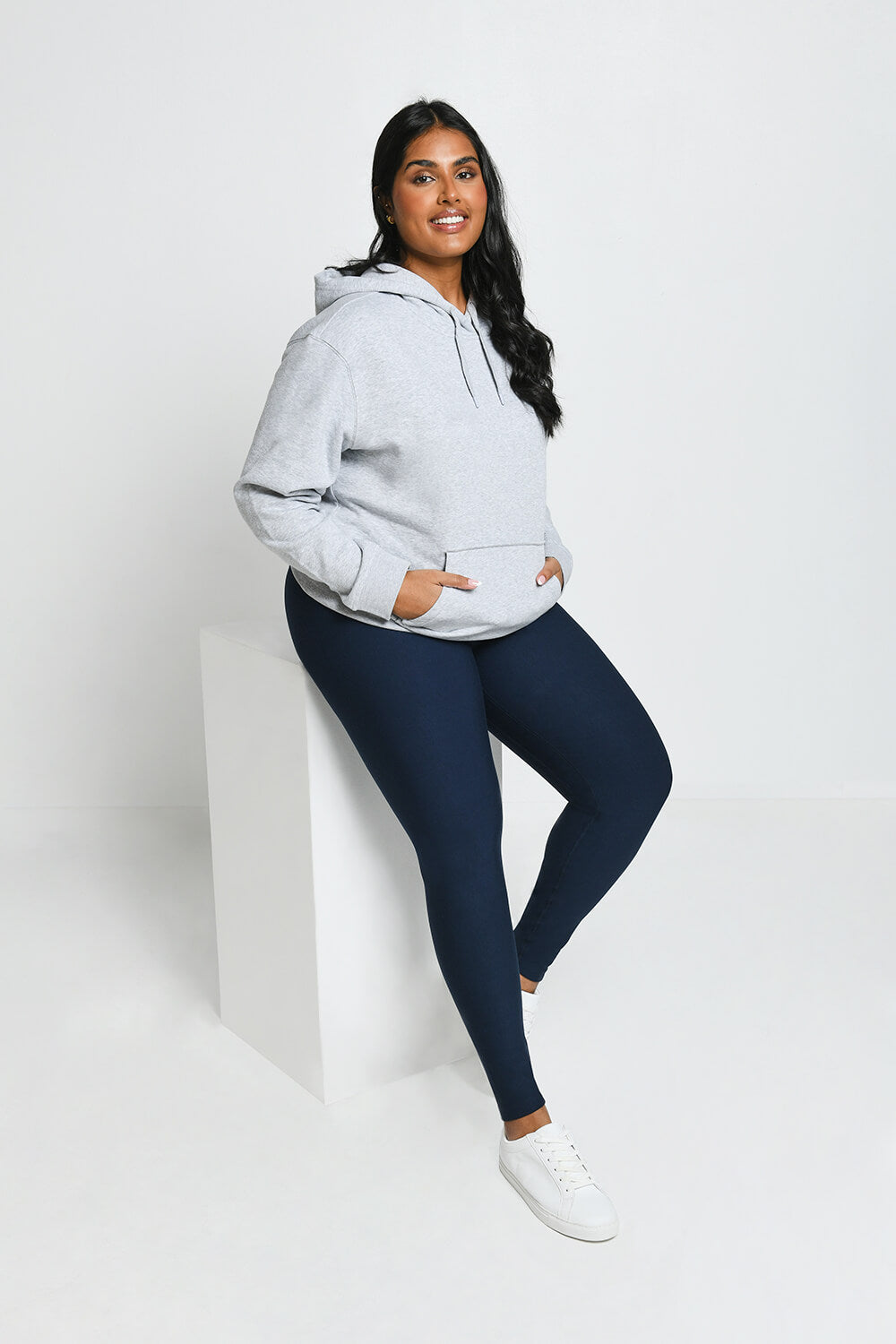 Everyday Winter High Waisted Leggings Curvy - Navy