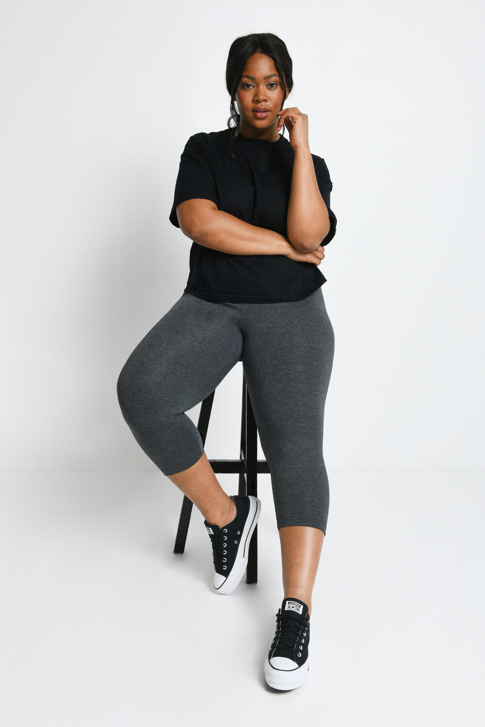 Everyday Cropped Leggings Curvy - Dark Grey Marl