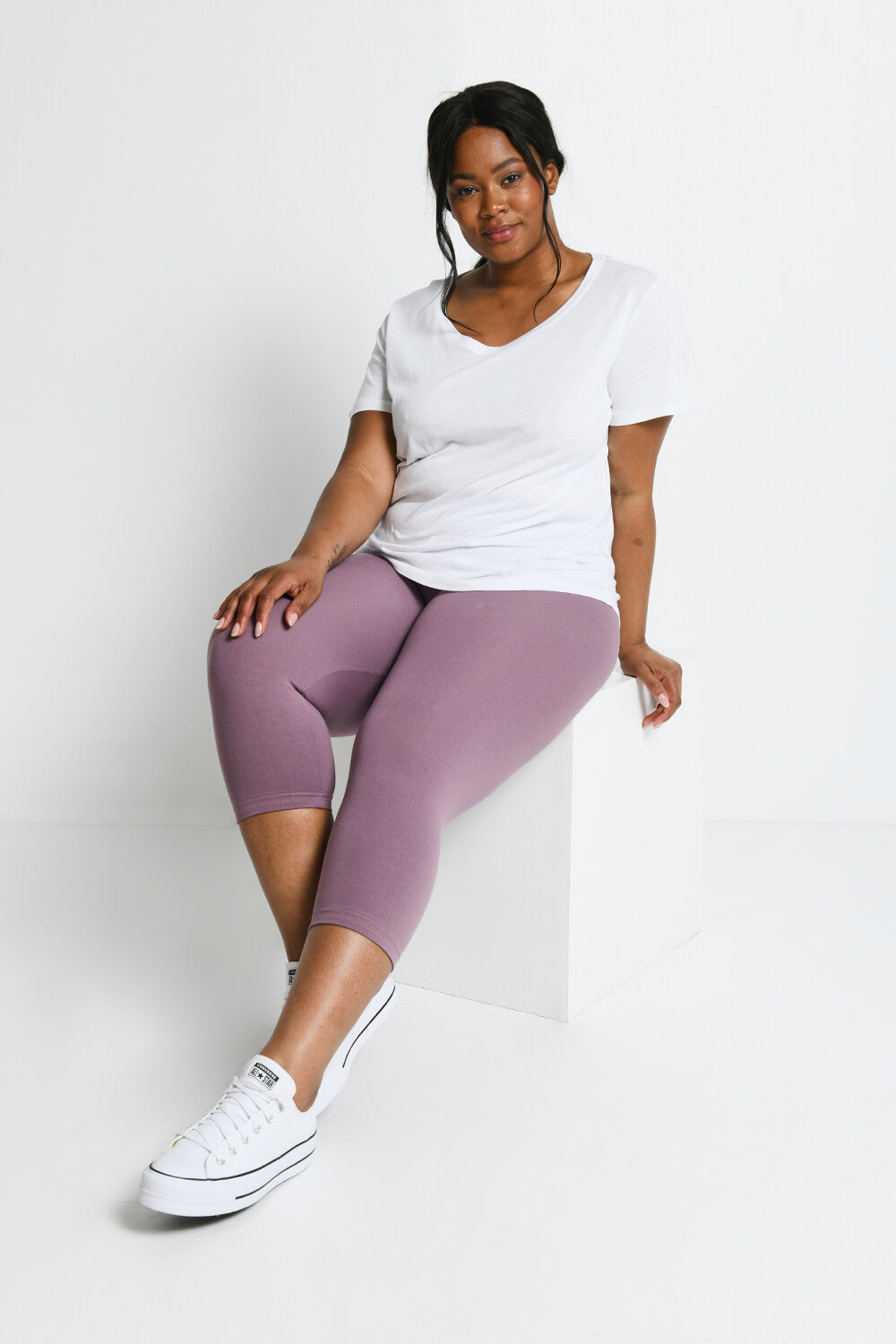Everyday Cropped Leggings Curvy - Elderberry Purple