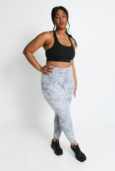 Revitalise 7/8 High Waisted Leggings Curvy - Sky Grey Tie Dye