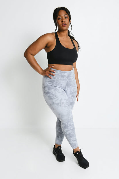 Revitalise 7/8 High Waisted Leggings Curvy - Sky Grey Tie Dye