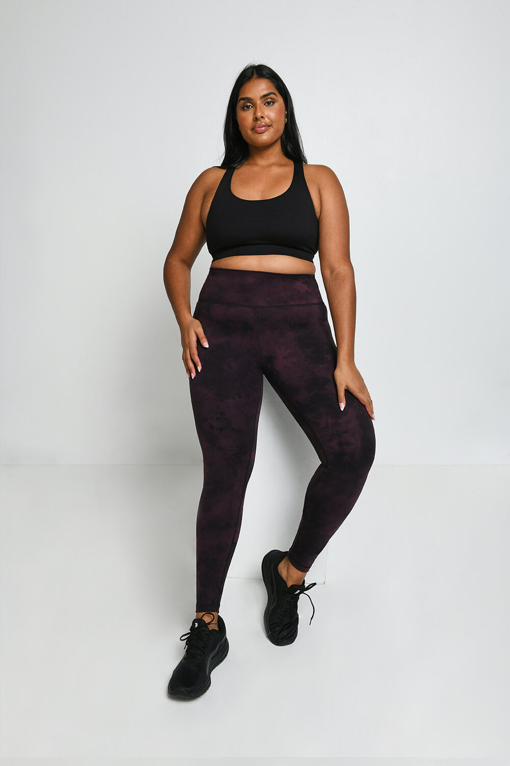 Revitalise High Waisted Leggings - Dunkel-Kirsche Tie-Dye