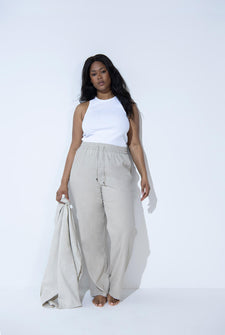 Leinenhose Curvy - Stone