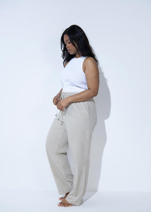 Leinenhose Curvy - Stone