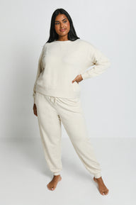 Luxus Lounge Jogginghose Curvy - Vanilla Marl
