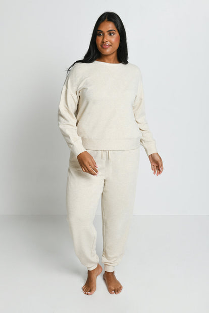 Luxus Lounge Jogginghose Curvy - Vanilla Marl