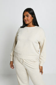 Luxus Lounge Sweatshirt Curvy - Vanilla Marl
