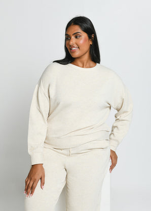 Luxus Lounge Sweatshirt Curvy - Vanilla Marl