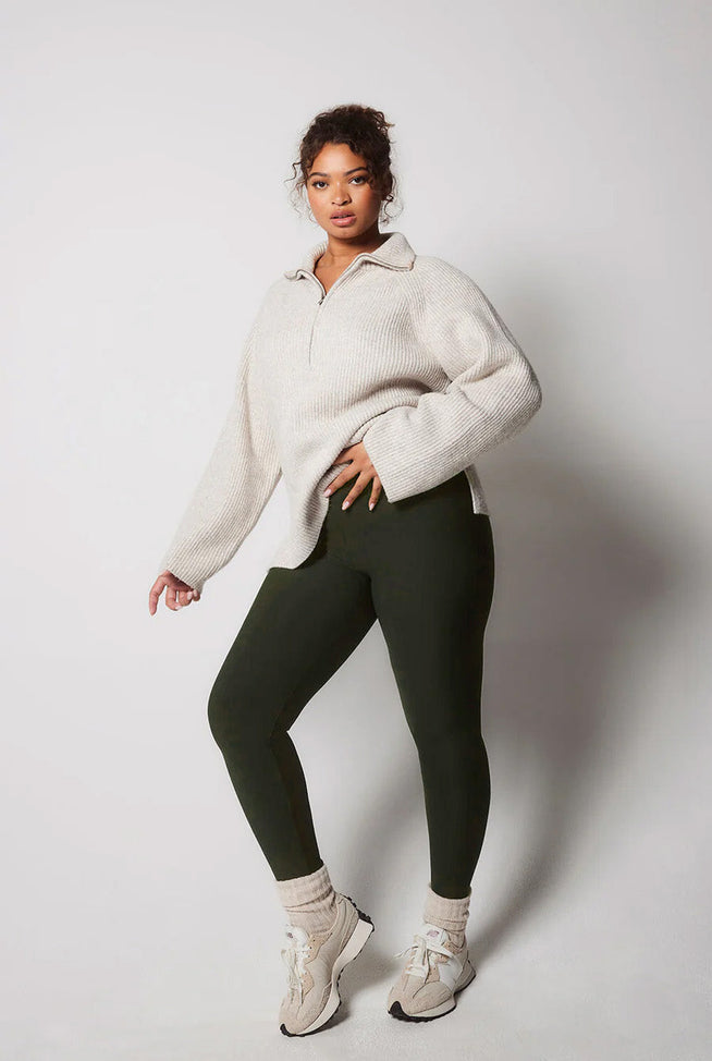 Everyday Winter High Waisted Leggings Curvy - Deep Olive