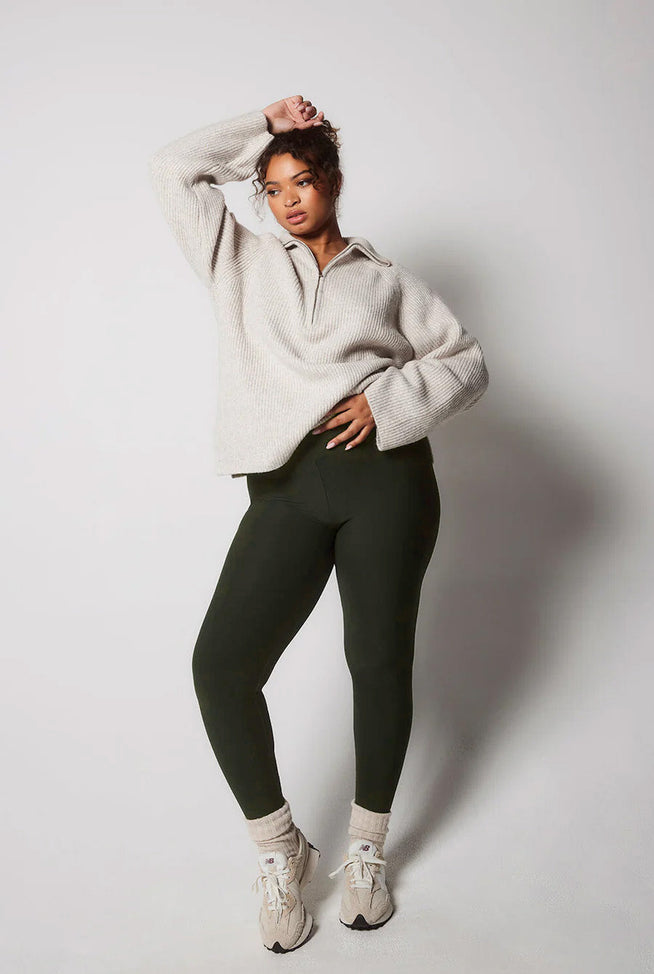 Everyday Winter High Waisted Leggings Curvy - Deep Olive