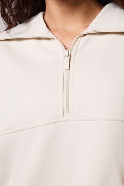 ALL SZN Übergröße 1/4 Zip Bio-Sweatshirt - Ecru