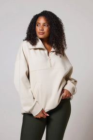 ALL SZN Übergröße 1/4 Zip Bio-Sweatshirt Curvy - Ecru