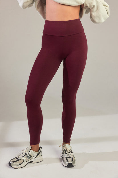 Everyday High Waisted Leggings - Burgundy