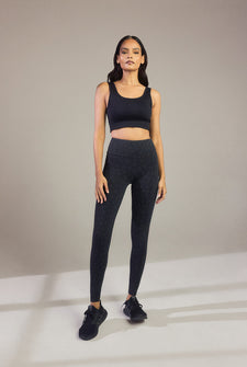 Alltägliche High-Waisted Leggings - Schwarze Animal-Print