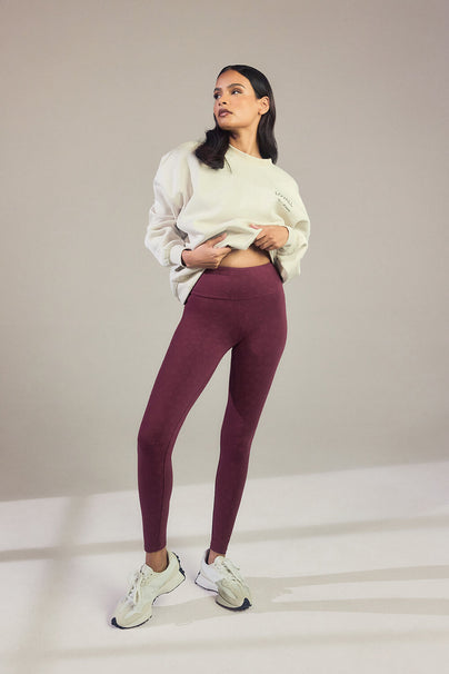 Alltägliche High-Waisted Leggings - Bordeaux-Rote Animal-Print