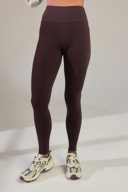 Everyday High Waisted Leggings - Chocolate Brown