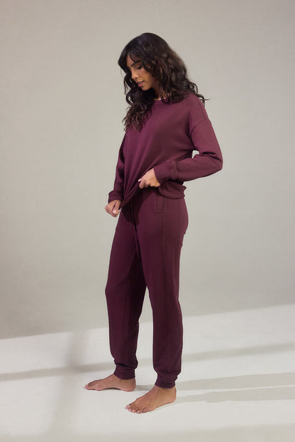 Luxus Lounge Jogginghose - Dark Cherry