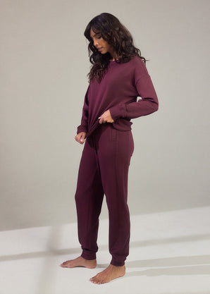 Luxus Lounge Jogginghose - Dark Cherry