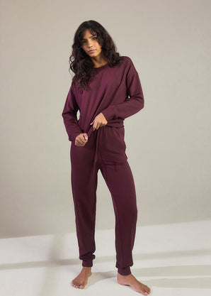 Luxus Lounge Sweatshirt - Dunkelkirschfarbenes